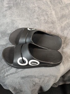 OOFOS Shoes Mens Size 11 Black OOahh Sport Slide Recovery Sandals Comfort EU 44 - Picture 1 of 10