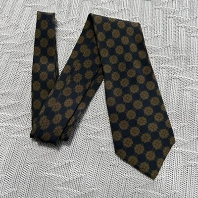 Gravata de seda Barney's New York ouro abstrato bolinhas - Imagem 1 de 4