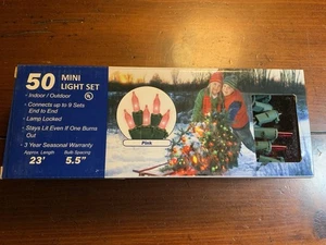 Vickerman 50 Mini Light Set (Indoor/Outdoor) 23’ Long 5.5 Bulb Spacing Pink New - Picture 1 of 2