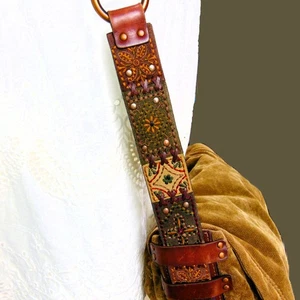 Vintage Fossil Canvas Messenger Bag Boho Embroidered Strap Crossbody Purse - Picture 1 of 23