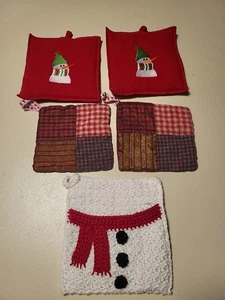 5 weihnachtliche heiße Pads, Topflappen, Quiltquadrate und gehäkelt - Bild 1 von 7