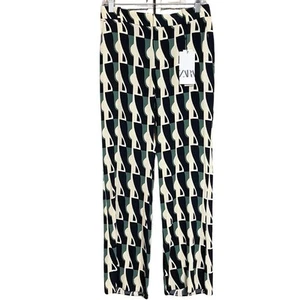 ZARA Wide Leg Trouser Pants Women’s Size S Mod Print Viscose Lightweight NEW - Picture 1 of 11