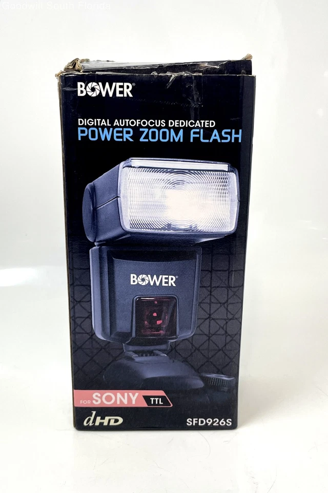 Bower SFD926S Black Digital Autofocus Power Zoom Camera Flash In Box Not Tested - Image 1 of 4