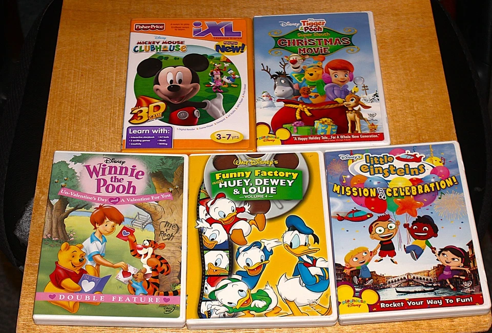 DVD LOT: WINNIE POOH, FUN FACTORY, MICKEY CLUBHOUSE, LITTLE EINSTEINS, POOH XMAS - Image 1 of 1