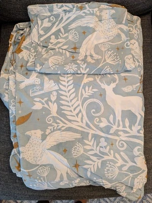 Funda nórdica Pottery Barn Teen Harry Potter doble azul claro y dorado Foto 1 de 4