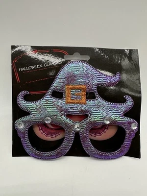 Colorful Iridescent Halloween Witch Hat Theme Masquerade Party Mask Glasses - Image 1 of 3