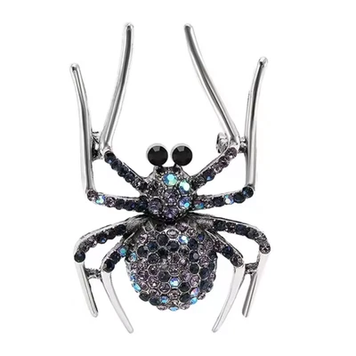 Vintage Crystal Spider Brooch Pin Rhinestone Insect Bug Jewelry Summer Gift USA - Image 1 of 4