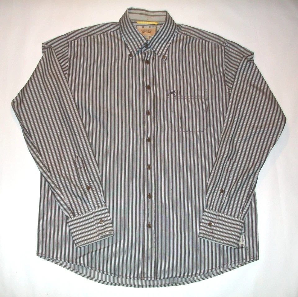 Camel Active Long Sleeved Shirt in Brown/ Grey Stripes Size L - Image 1 of 4
