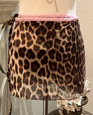 Blumarine Beachwear Vintage Estampa de Leopardo e Saia Cobertura de Malha Rosa Nova Sem etiquetas - Imagem 1 de 4