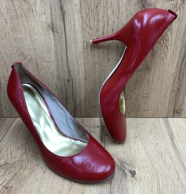 Salto alto feminino Michael Kors vermelho couro 4 polegadas tamanho 10 M - Imagem 1 de 4