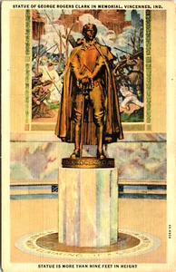 Statue of George Rogers Clark - Vincennes Indiana - IN Vintage Postcard - Picture 1 of 2