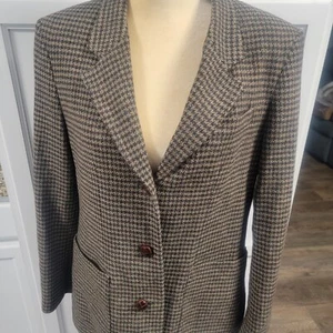Blazer LL Bean Vintage Mujer 10 Pata de Gallo Tres Botones Chaqueta de Lana - Imagen 1 de 13
