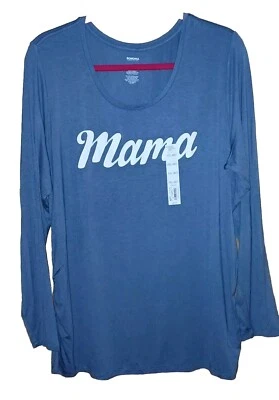 Sonoma XXL Maternity ((MAMA)) Ruching Long Sleeve Blue Novelty T-Shirt Top NWT  - Image 1 of 4
