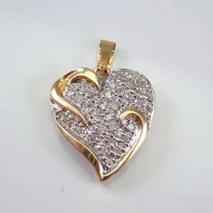 2 Carati Taglio Rotondo Moissanite Cuore Ciondolo 18 " Catena 14K Giallo Dorato - Foto 1 di 6