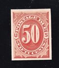 US J7TC 50c Postage Due Trial Color Atlanta Proof in Scarlet on Thin Card