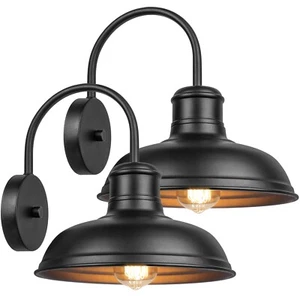 2-Pack Matte Black Outdoor Wall Lights, Modern Farmhouse Porch Wall Light Fix... - Picture 1 of 7