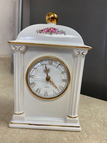Vintage Collectible White PS Porcelain Mantle Clock Limited Edition 1993 Cover