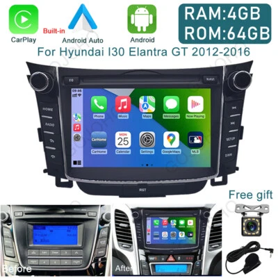 For 2012-16 Hyundai I30 Elantra GT Radio Apple CarPlay Android 13 Car Stereo GPS - Image 1 of 4