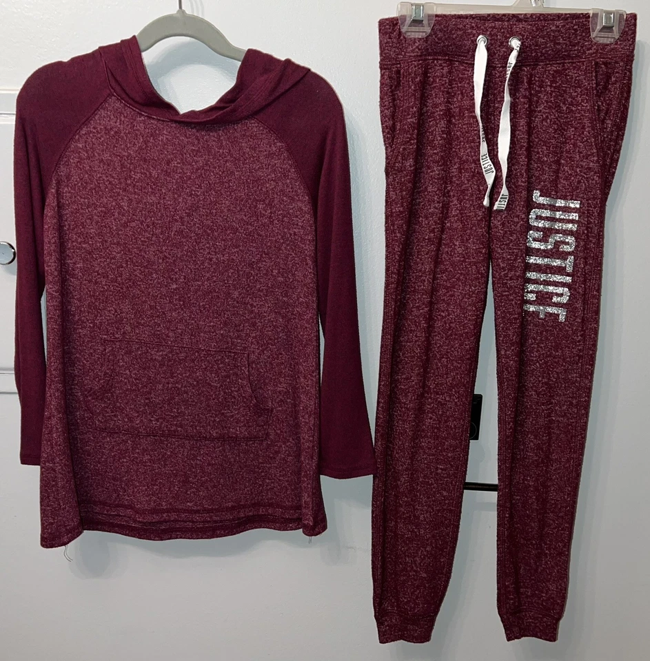 Conjunto de 2 sudaderas con capucha/corretes Justice Active para niñas - usado en excelente estado - talla 6/7 Foto 1 de 4