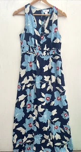 JAPNA blau Blumen Maxikleid Empire Taille T-Knopf hinten mit Smok Gr. L Neu mit Etikett - Bild 1 von 7