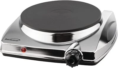 Placa de cocción eléctrica individual BRENTWOOD RA30830 con acabado cromado, 1, multicolor  Foto 1 de 2