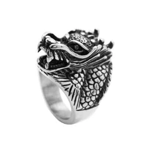 Anillos babero estilo chino retro moda dominante acero inoxidable talla 7-12 - Imagen 1 de 9