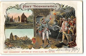 Postal de Fort Ticondergoa, capturada por Ethan Allen - 1907 vista múltiple - Imagen 1 de 2