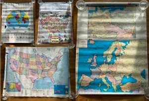 Vintage 1992 United States Europe US Presidents World Color Classroom Map 36x28 - Picture 1 of 24
