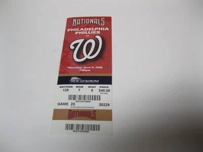 June 8, 2006 Phillies vs Nationals Ticket 2 - Image 1 of 2