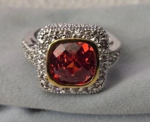 Cocktail Ring silberfarben mit Feuer Edelstein (Größe 7,5) - Bild 1 von 3