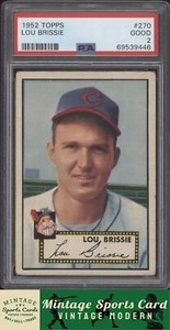 1952  Topps - Lou Brissie - #270  Cleveland Indians Centered PSA 2