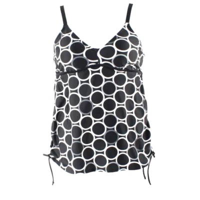 Liz Lange Maternity Top Sz M Black White Grey Poly Nylon Side Ties Tankini Top - Image 1 of 4