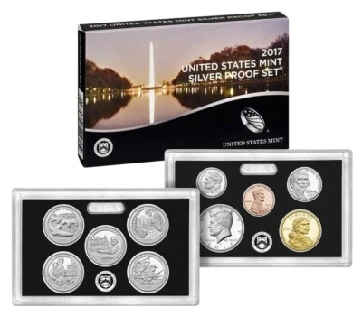 2017 S U.S. Mint 90% Silver Proof set 10 coins with Native American & Quarters - Image 1 of 3