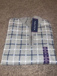 NWT Men’s Nautica Gray Plaid 1/4 Zip Pullover Size XXLARGE - 2XL MSRP $79.50 - Picture 1 of 5