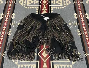 FREE PEOPLE Beaded Fringed Wrap Shawl OS One Size Heavy Womens Drape HC - Picture 1 of 7