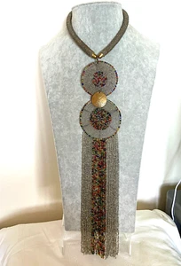 Vintage African Maasai Necklace Handmade Glass Beaded Jewellery approx 88cm - Picture 1 of 15