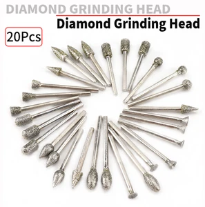 20 Stck. Diamantschleifkopf Frässtückkrone mit 3 mm Schaft für Stein Dremel Rotationswerkzeug - Bild 1 von 6