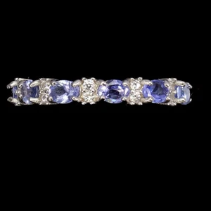925 Sterling Silver Ring Oval Blue Tanzanite Natural Gemstone Jewelry 8 - Picture 1 of 9