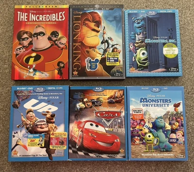 6 DISNEY DVDs - Cars, UP, Lion King, Monsters Inc & University, The Incredibles - Image 1 of 2