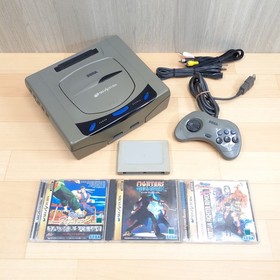 Japanese Sega Saturn console bundle with 3 games, memory, 1 controller & cables