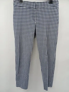 Phase Eight Gingham Check Trousers UK 16 Cotton Blend Blue White - Picture 1 of 4