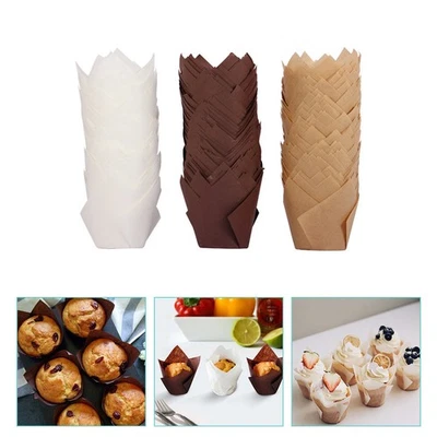 150pcs Tulp Cupcake Liner Papier Muffin Liner Backkuchen Cupcake Backwrapper - Bild 1 von 4