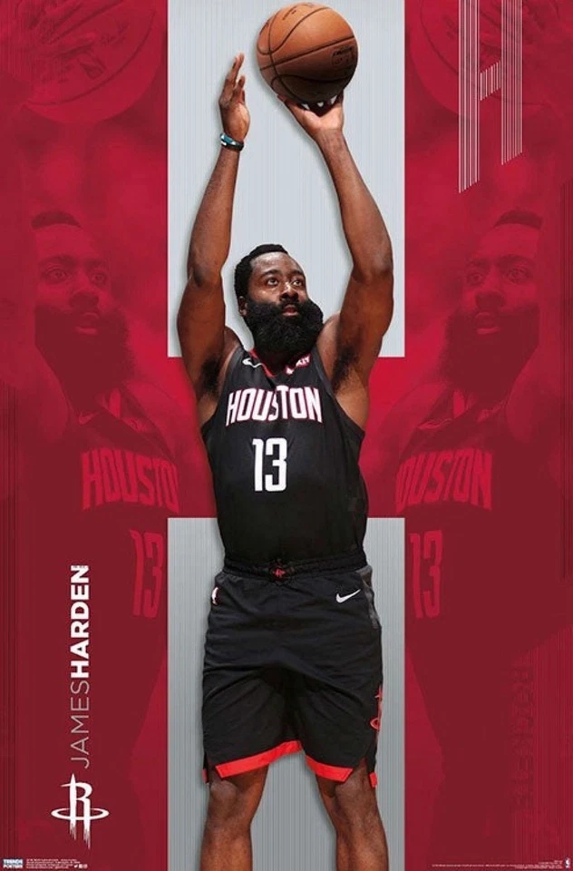 Pôster James Harden Houston Rockets 13 NBA basquete preto placa de metal 12x8 polegadas - Imagem 1 de 1