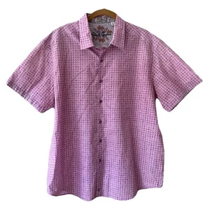 Robert Graham Mens Pink Geometric Button Up Short Sleeve Shirt XL Classic Fit - Picture 1 of 12