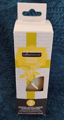 Luminessence Vanilla Scented Votive Candles 3 Ct. Pack NEW - Image 1 of 4