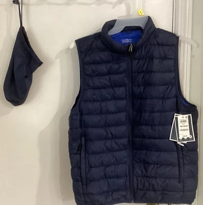 Club Room Packable Vest Mens Size M Navy Blue Puffer Lightweight Nylon $100 NEW - Image 1 of 4