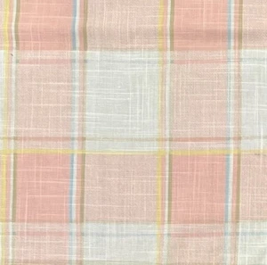 Vintage Plaid Cotton Fabric 76x44 Pastel Peach Pink Sewing Crafts - Picture 1 of 7
