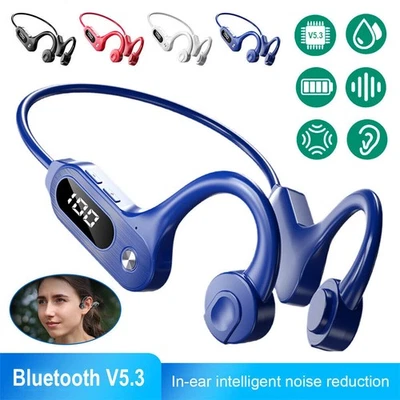 Bluetooth 5.3 Bone Conduction Headphones Wireless Outdoor Sport Headset Earbuds - Image 1 of 4