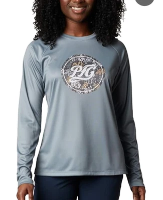 Camiseta Columbia PFG Vrouwen Tidal Juvenil L Mujer S Omni Tono Floral Logo Foto 1 de 4