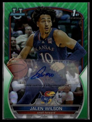 2022-23 Bowman University Chrome Jalen Wilson Chrome Prospect Green /99 Auto - Image 1 of 2